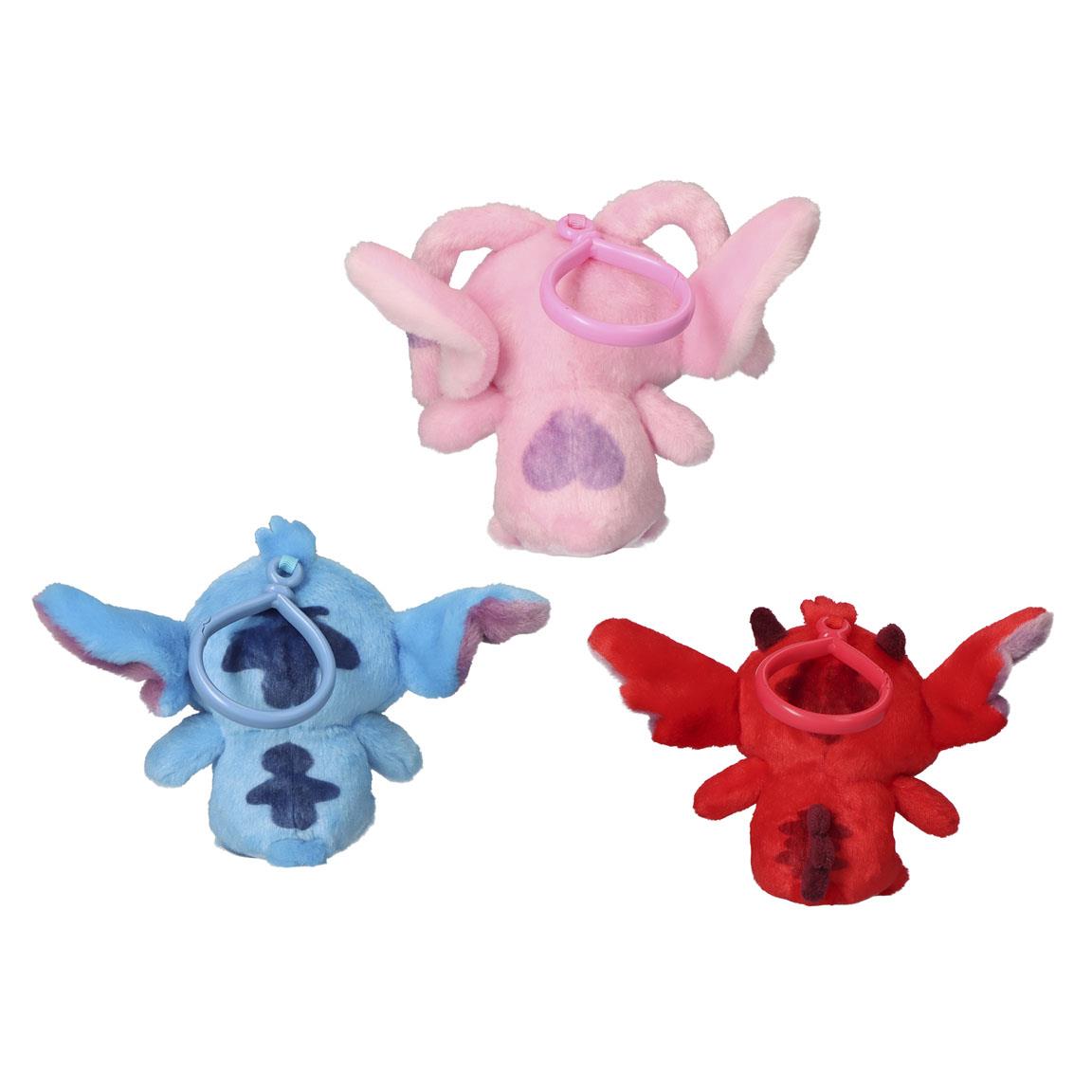 Porte-clés peluche Stitch, Angel et Leroy - 13 cm