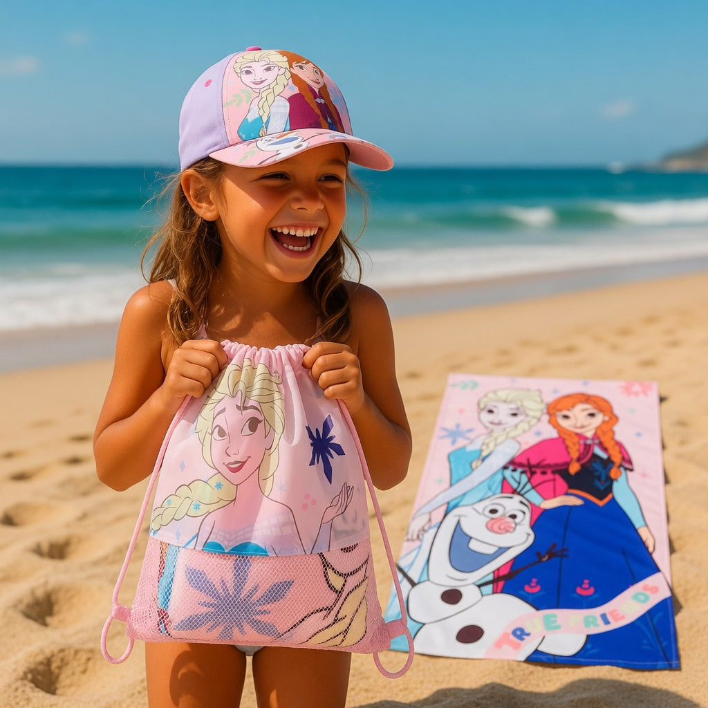 Set Plage Elsa - Sac, Serviette & Casquette Enfant La Reine des Neiges