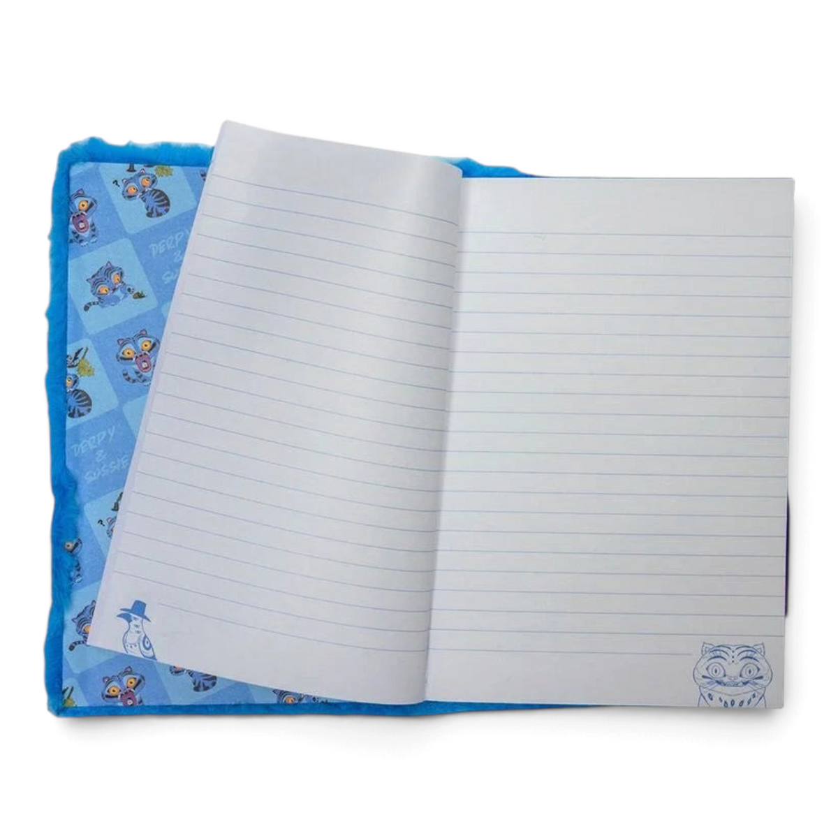 Carnet A5 Le Studio Fantastique en fourrure bleue Derpy avec pages lignées illustrées et gardes à motifs