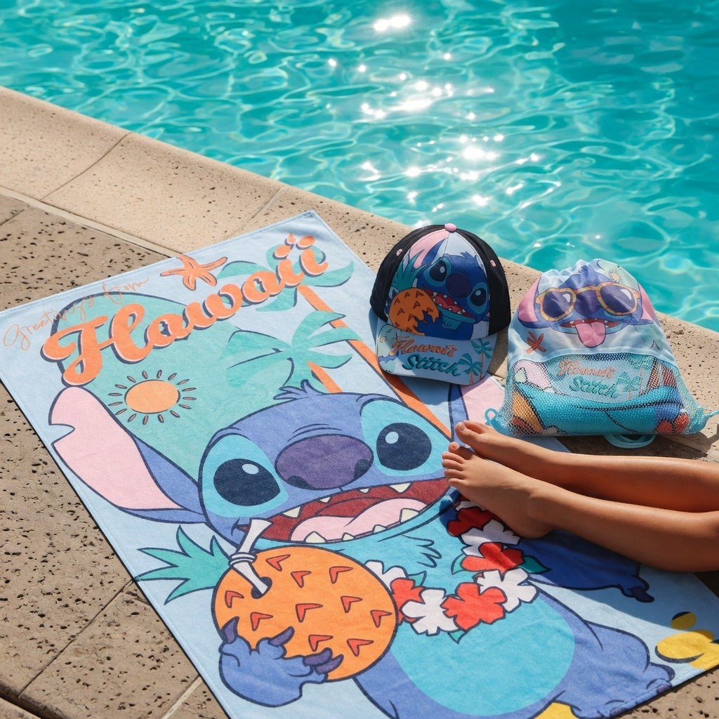 Set Plage Stitch - Casquette, Sac & Serviette Enfant