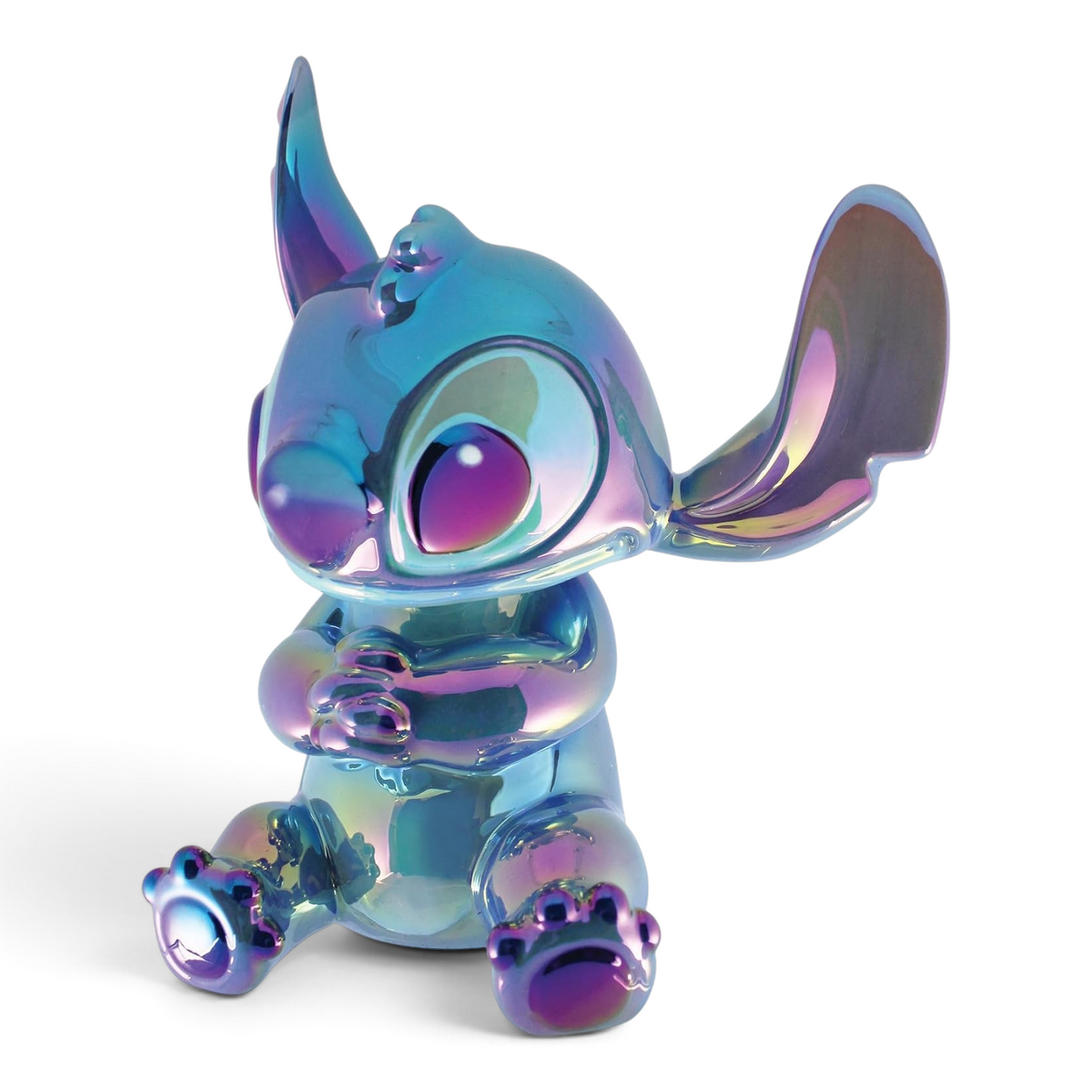 Tirelire en céramique Stitch de Le Studio Fantastique, figurine peinte à la main aux reflets iridescents bleu et violet
