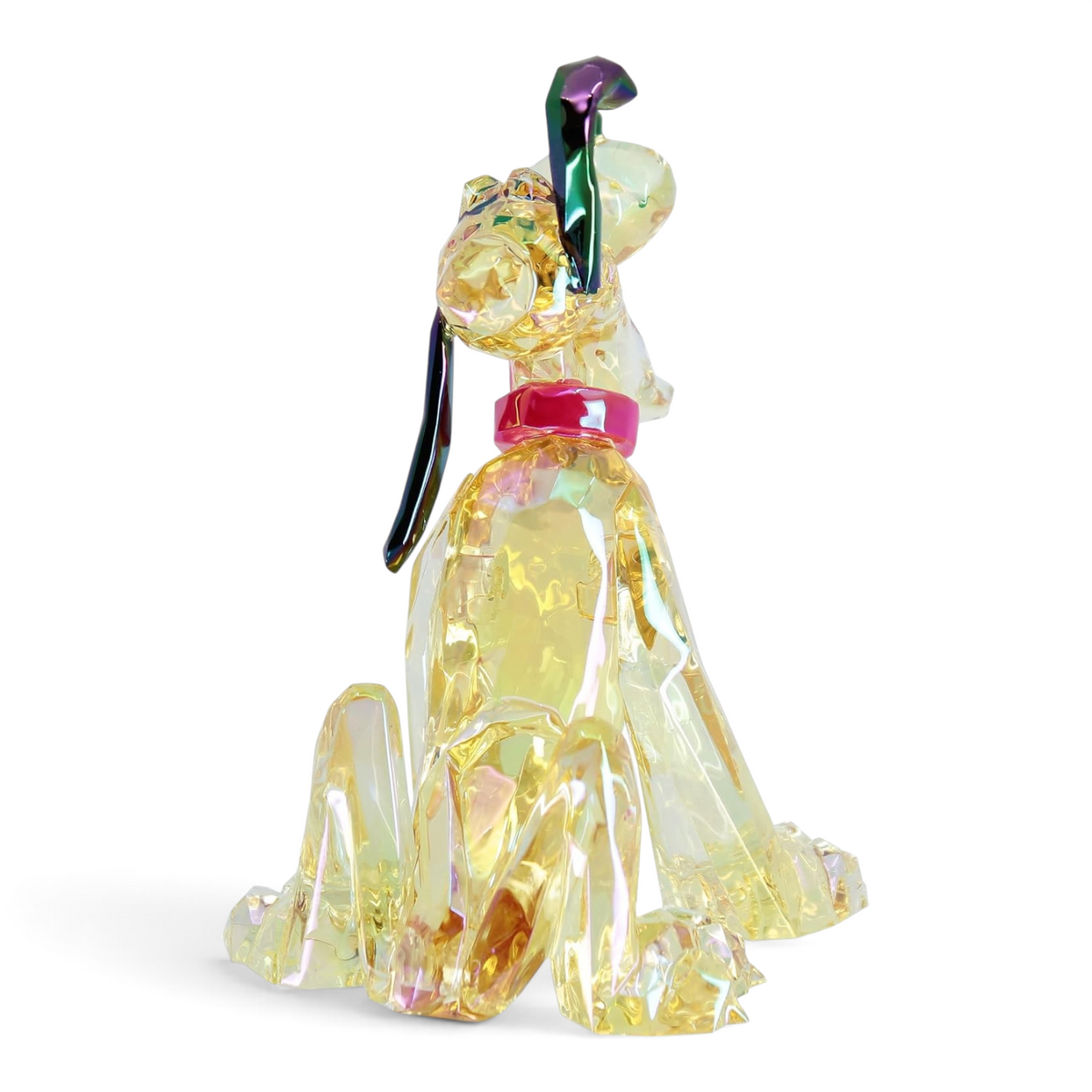 Figurine Le Studio Fantastique Disney Facet Pluto en acrylique jaune facetté avec collier rouge et oreilles noires