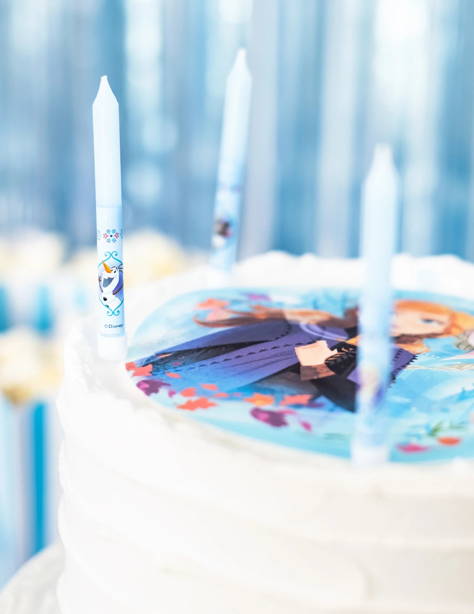 8 Bougies Anniversaire Reine des Neiges - Bleu Ciel 10 cm