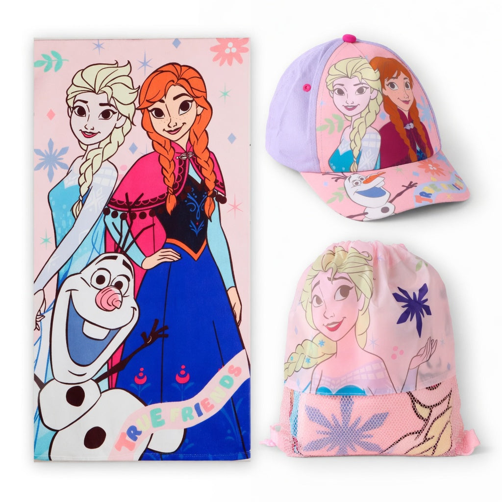 Set Plage Elsa - Sac, Serviette & Casquette Enfant La Reine des Neiges