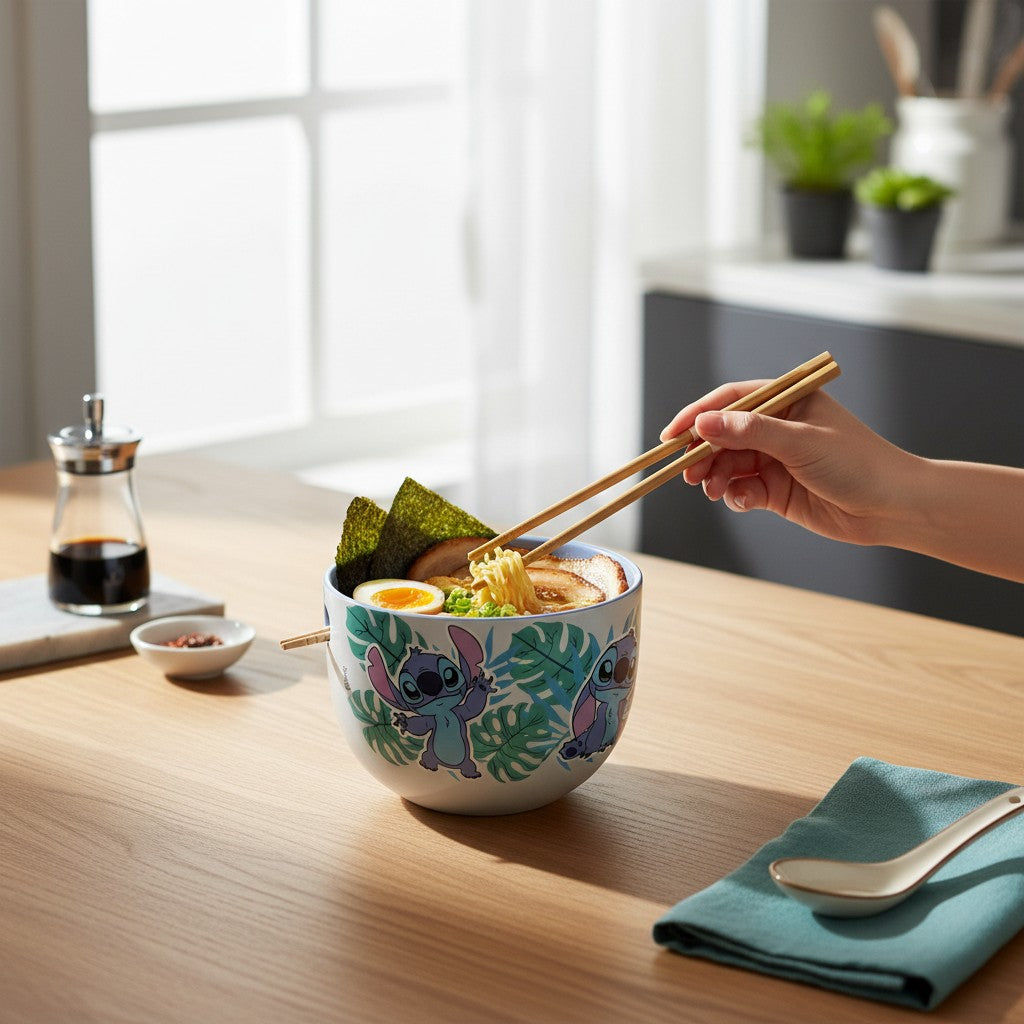 Bol à ramen Stitch avec baguettes en bambou - Lilo & Stitch