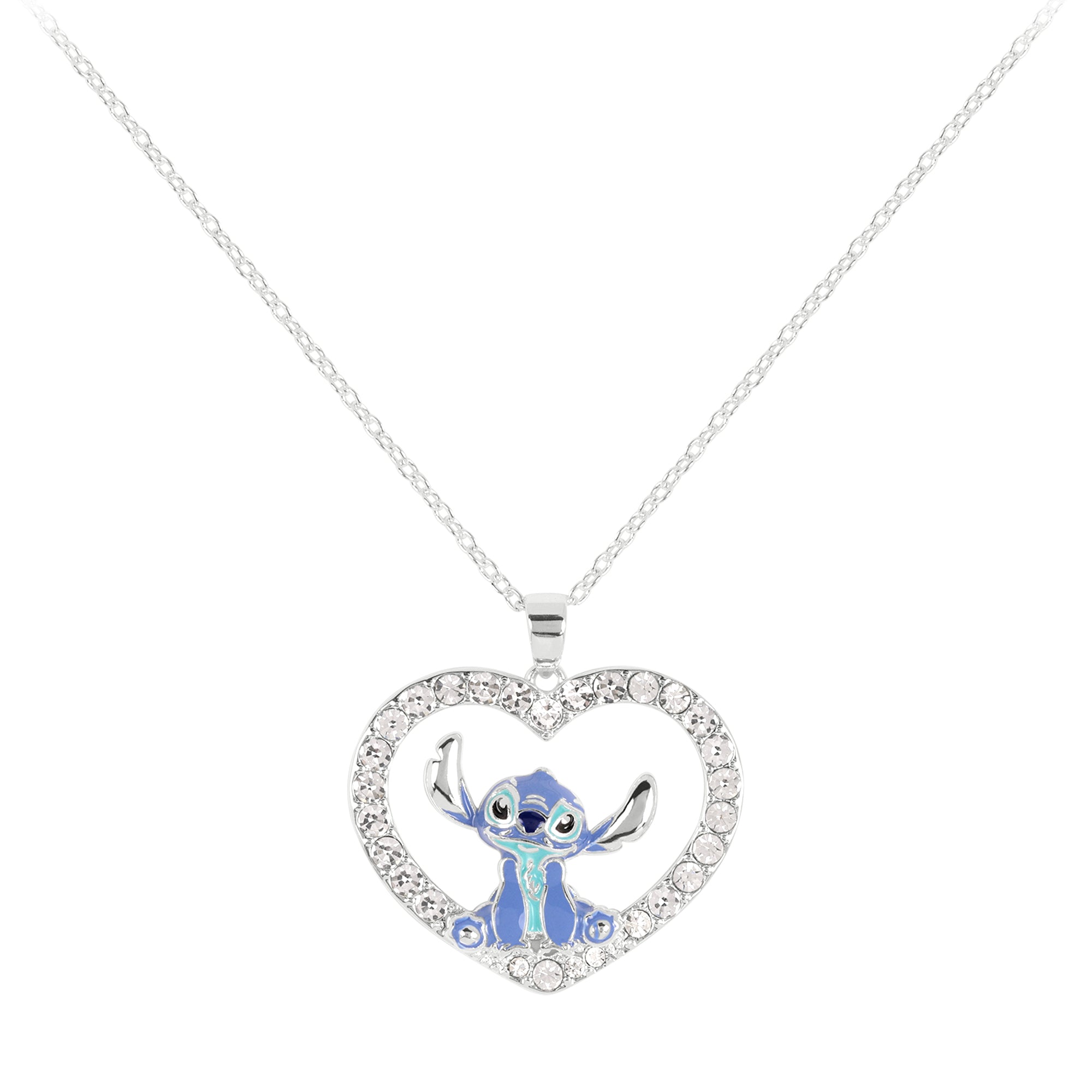 Collier Pendentif Coeur Stitch avec strass