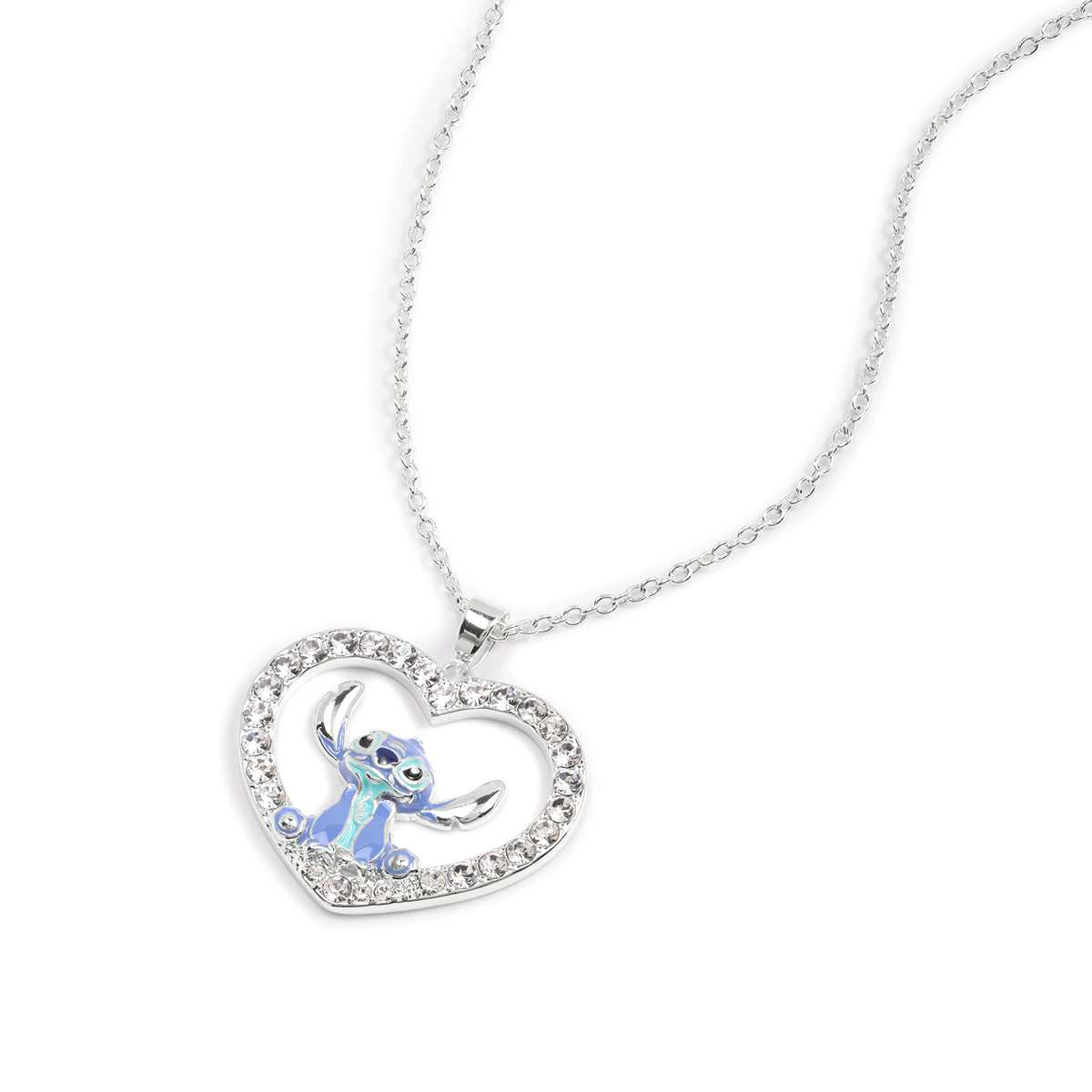 Collier Pendentif Coeur Stitch avec strass