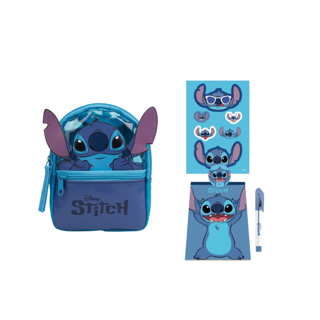 Mini sac à dos Stitch avec set de papeterie - 12x10 cm