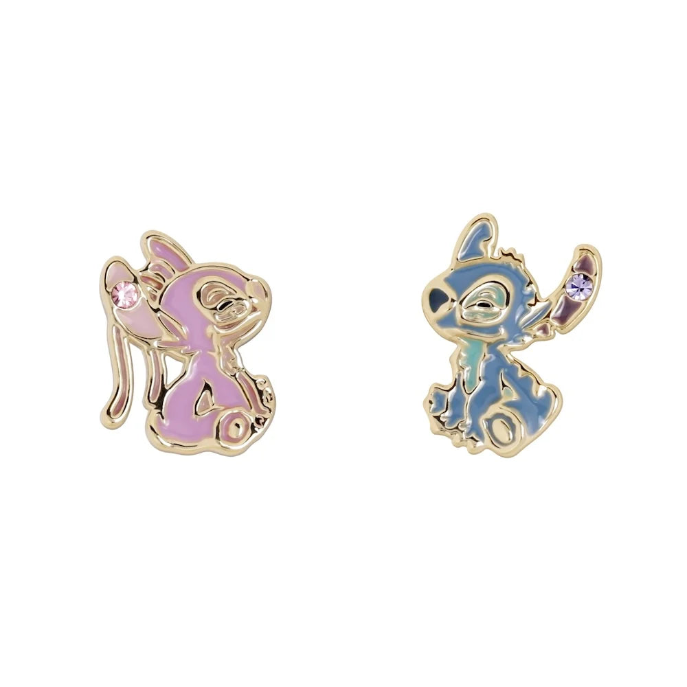 Boucles d'oreilles Stitch et Angel - Plaqué or