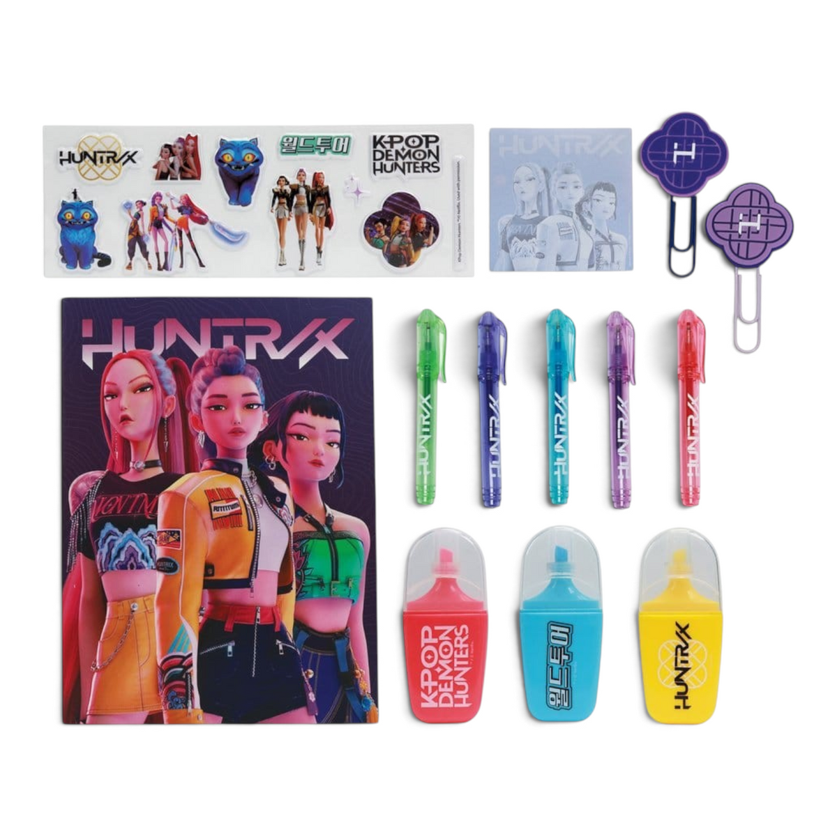 Set de papeterie Le Studio Fantastique KPop Demon Hunters avec carnet, stylos gel, surligneurs et autocollants Huntrix