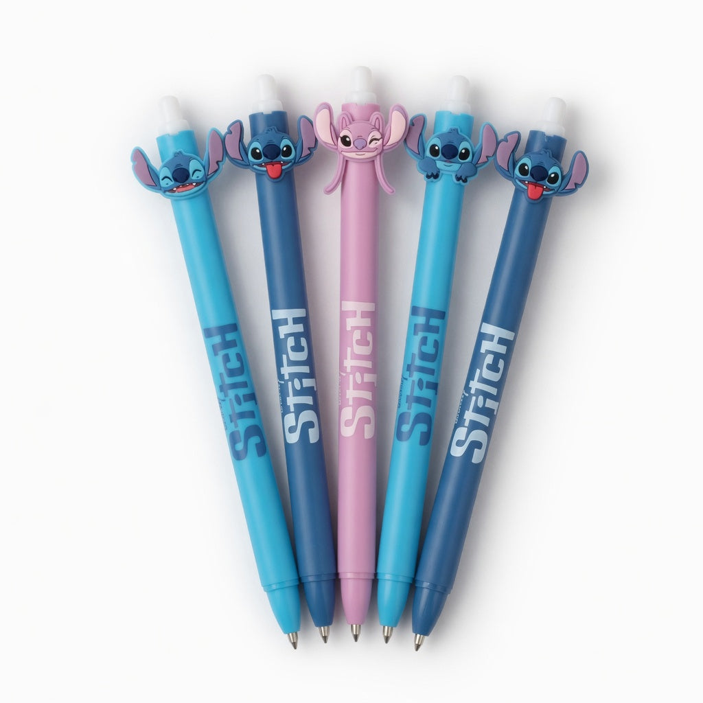 Stylo Effaçable Stitch - Encre Gel Bleue & Tête 3D