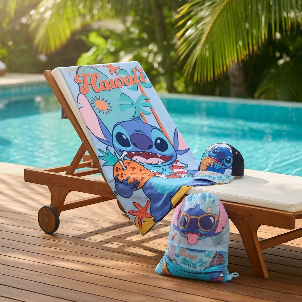 Set Plage Stitch - Casquette, Sac & Serviette Enfant