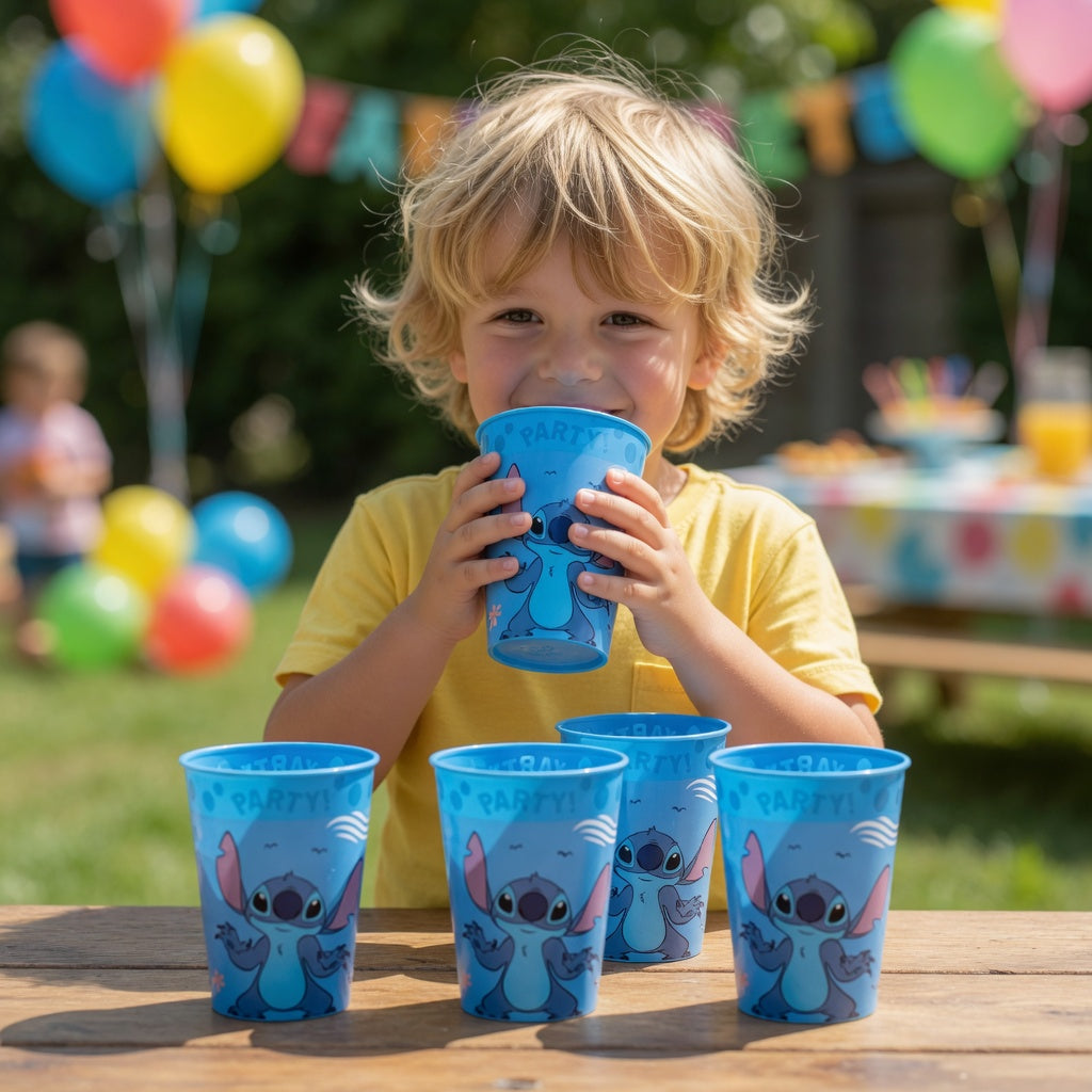 4 Gobelets Réutilisables Stitch 250 ml - Lot Festif