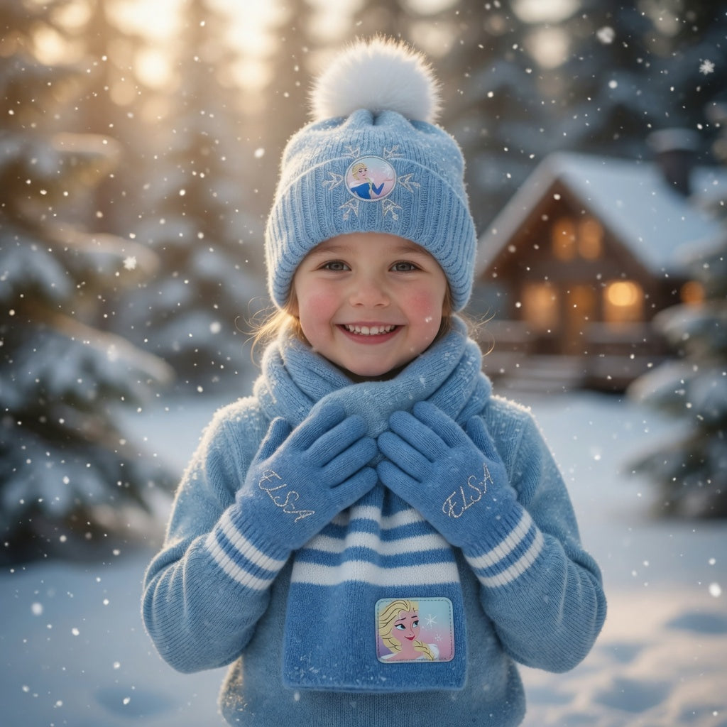Set Bonnet, Écharpe et Gants - Elsa La Reine des Neiges