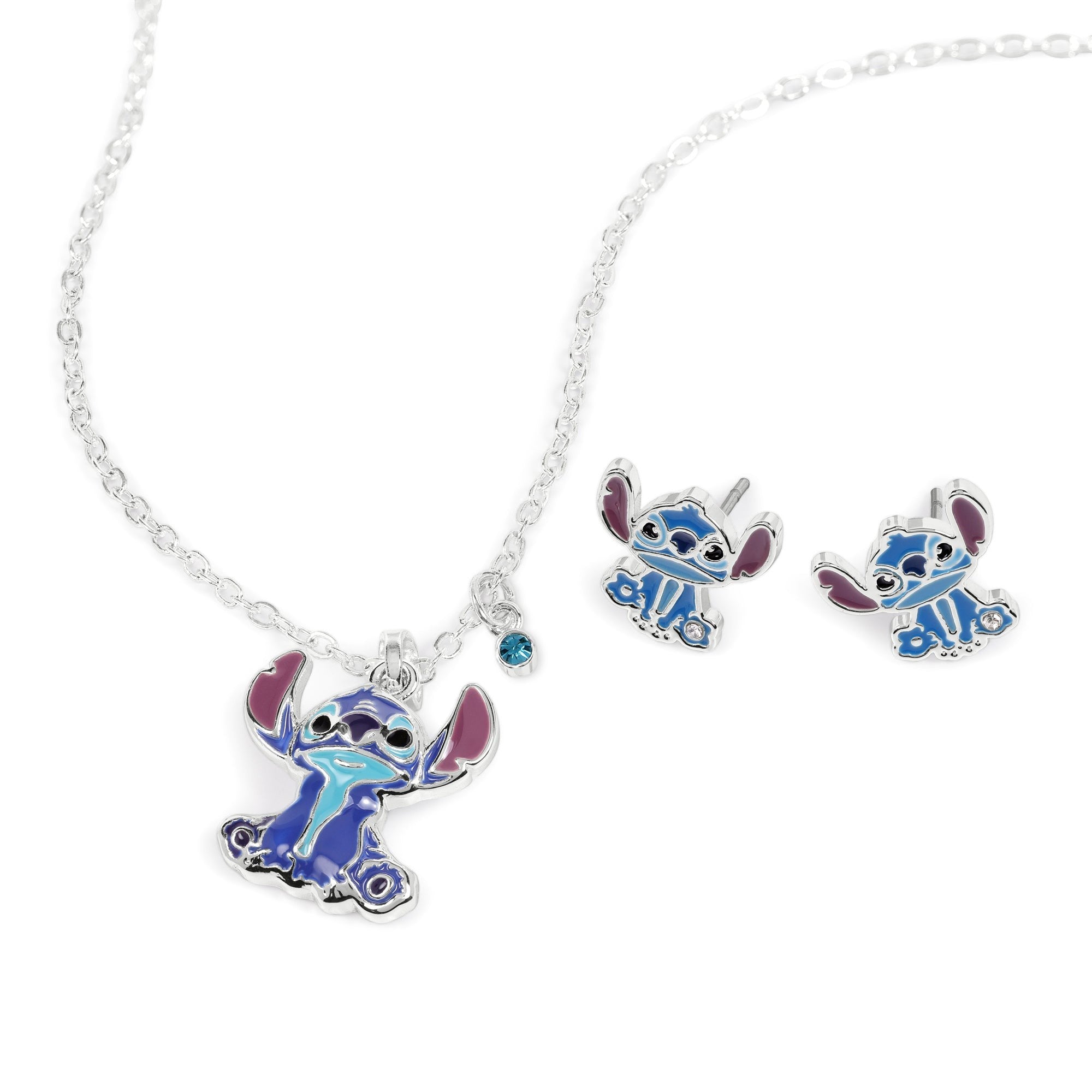 Collier + Boucles d'oreilles Stitch - Plaqué argent