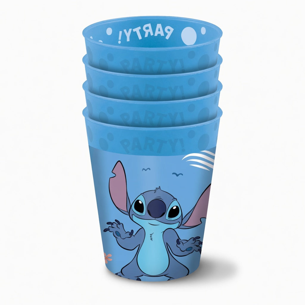 4 Gobelets Réutilisables Stitch 250 ml - Lot Festif