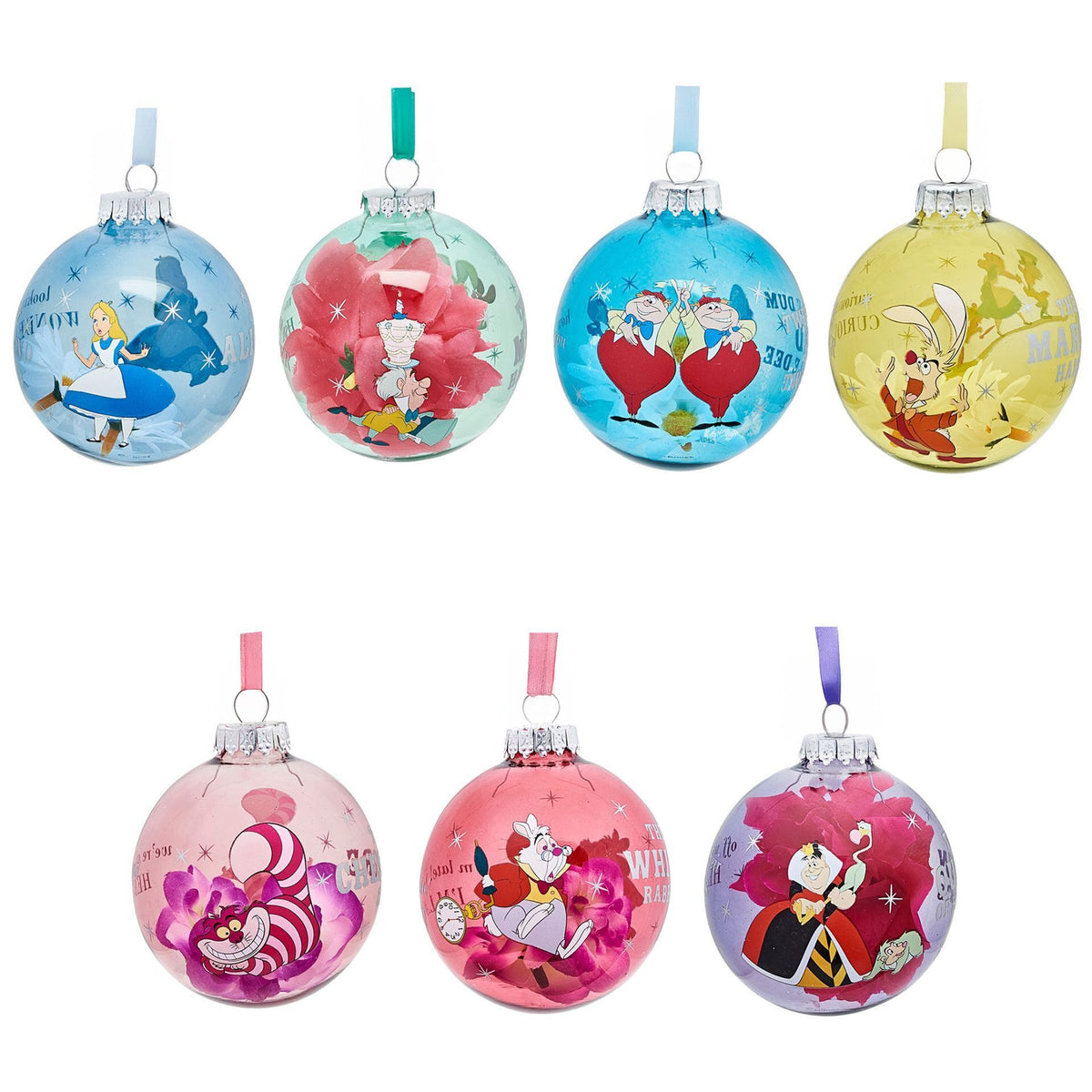 Set 7 Boules de Noël Alice au Pays des Merveilles