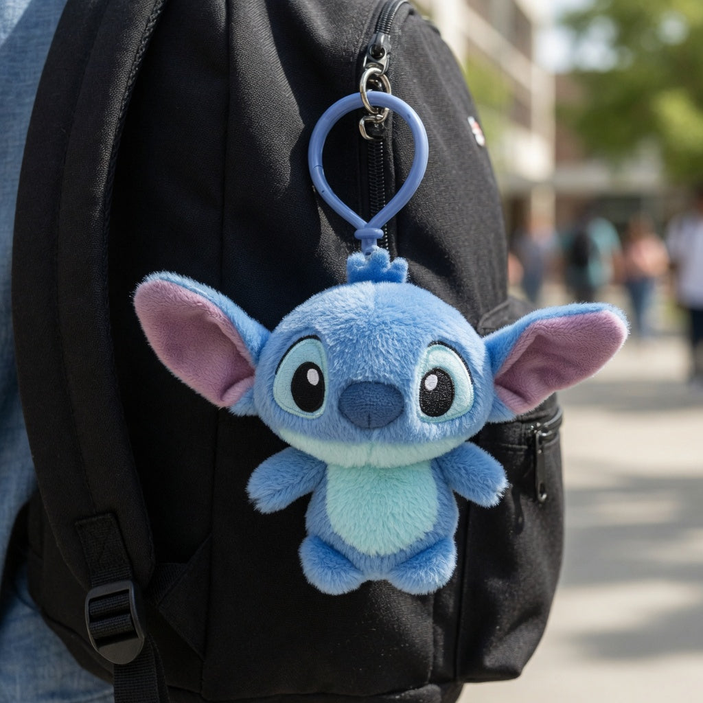 Porte-clés peluche Stitch, Angel et Leroy - 13 cm