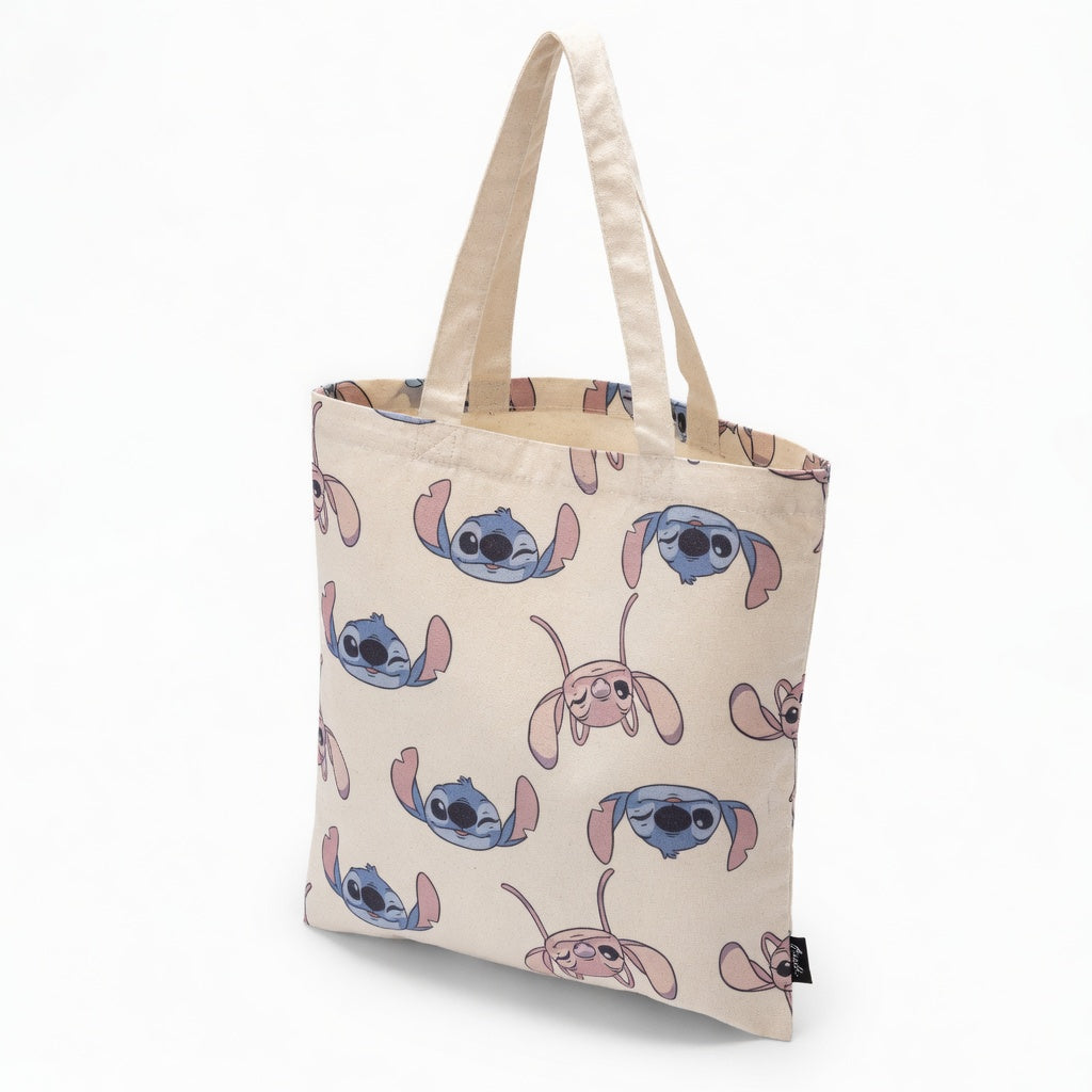 Tote bag Stitch et Angel - 36 x 39 cm