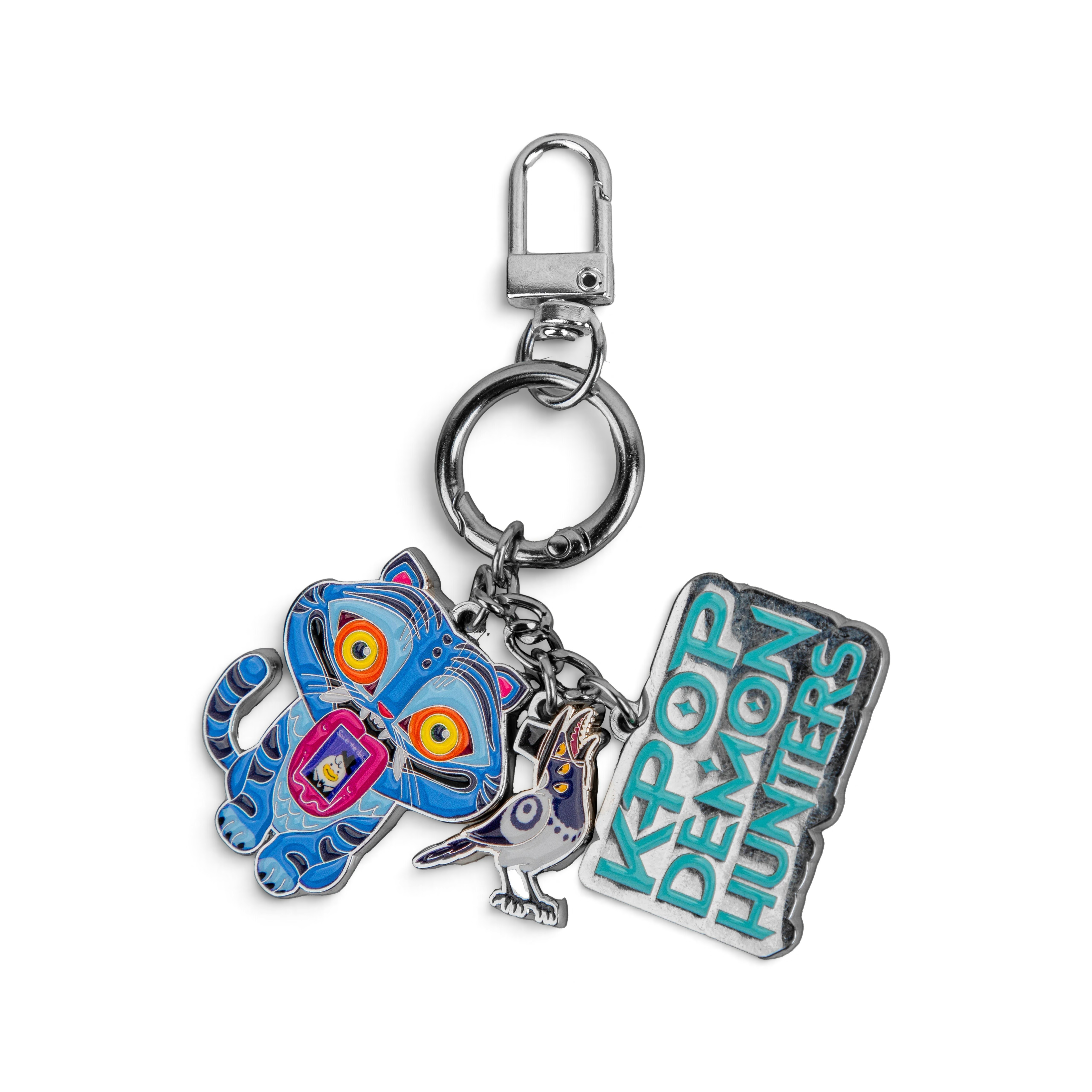Porte-clés Le Studio Fantastique en alliage de zinc avec charms colorés Derpy, Sussie et logo KPop Demon Hunters