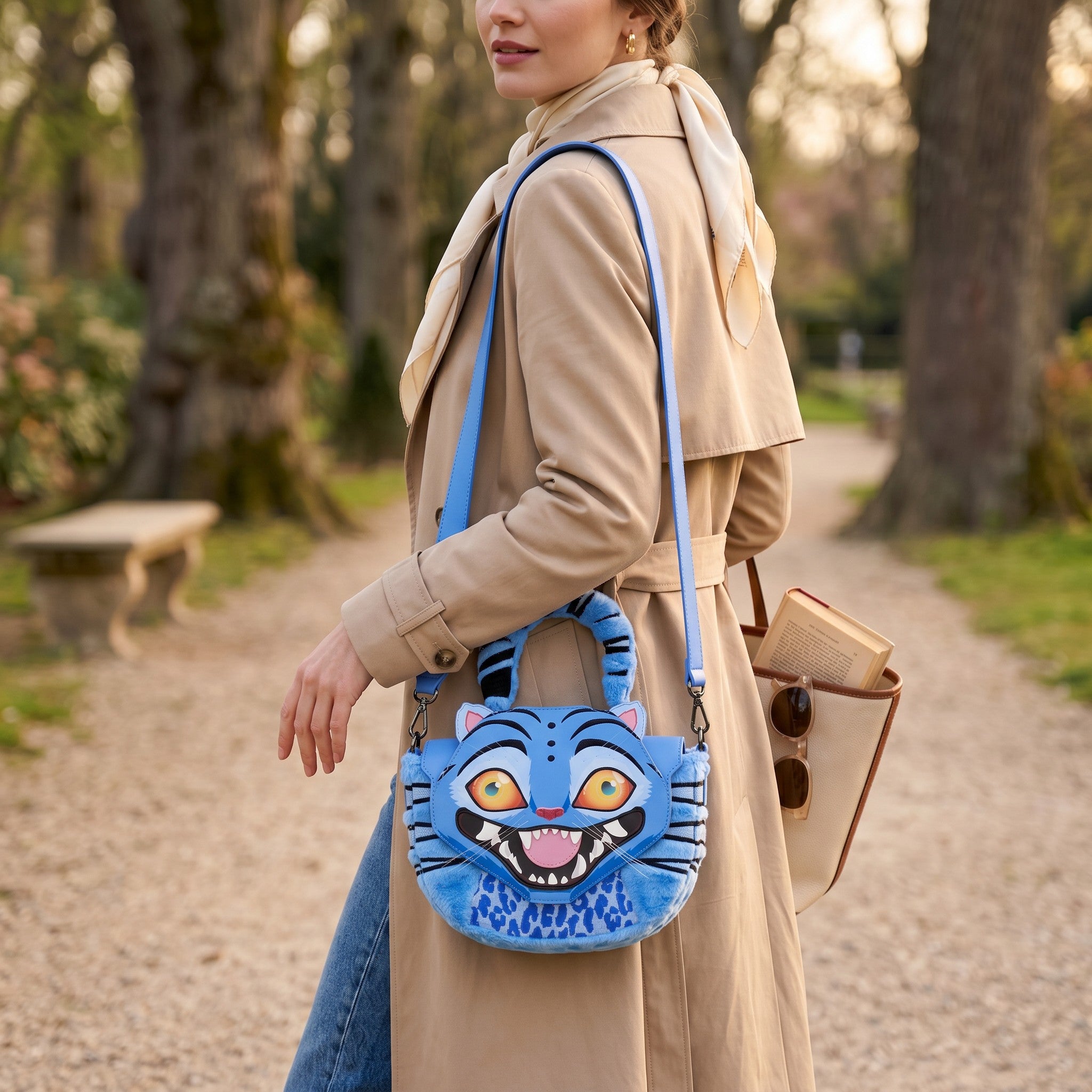Sac bandoulière Le Studio Fantastique en fausse fourrure bleue Derpy avec détails phosphorescents et langue mobile