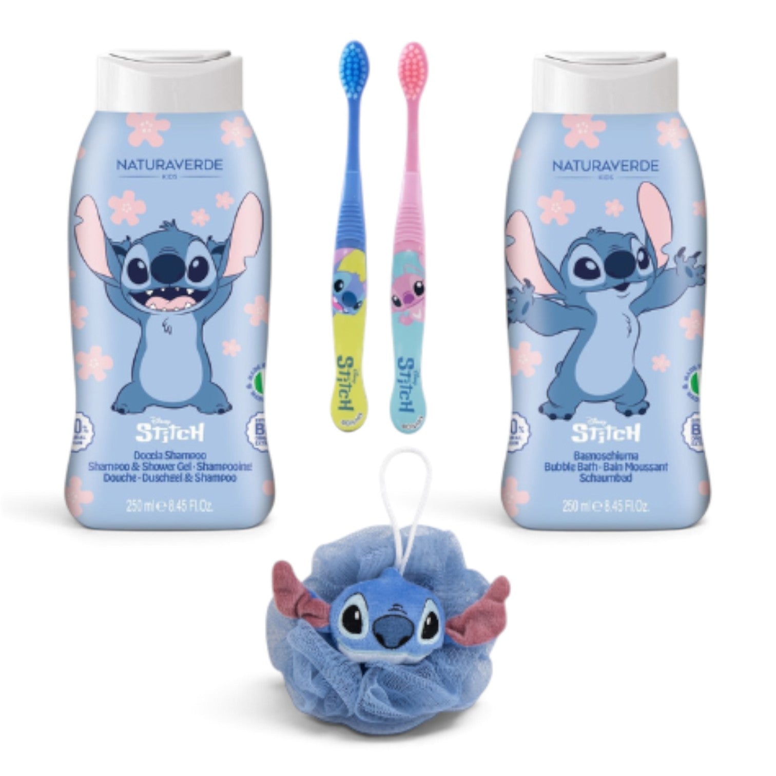 Coffret hygiène Le Studio Fantastique Disney Stitch avec gel douche, bain moussant, fleur de douche et brosses à dents