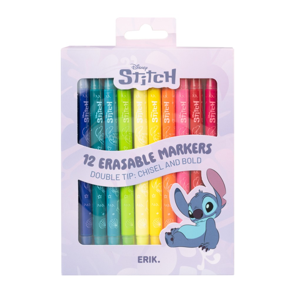 12 Marqueurs Effaçables Stitch - Double Pointe