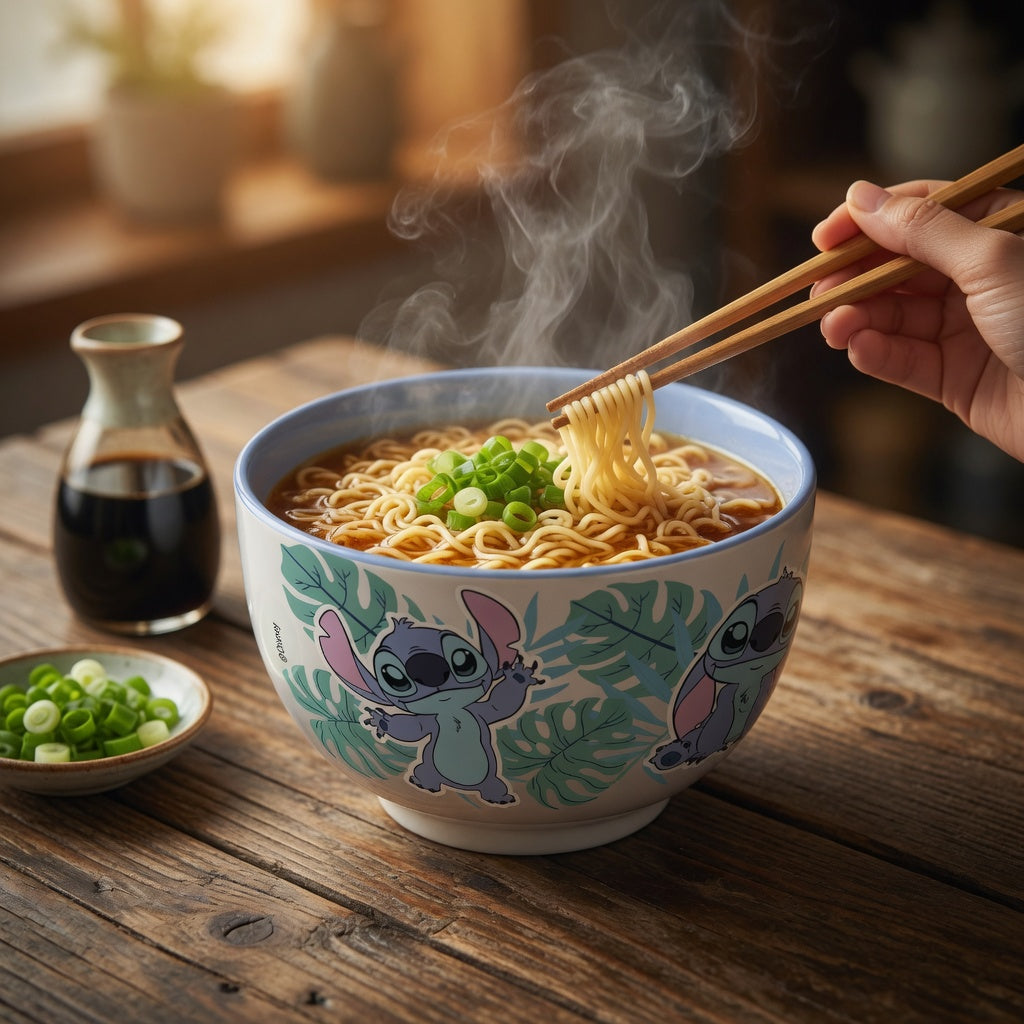 Bol à ramen Stitch avec baguettes en bambou - Lilo & Stitch